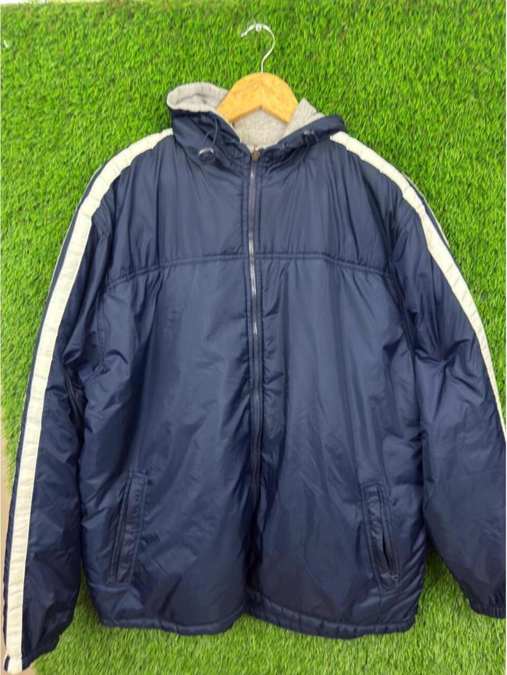 Vintage BCG Hooded reversible Puffer Jacket Navy Gray Size L